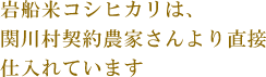 岩船米コシヒカリは、関川村契約農家さんより直接仕入れています